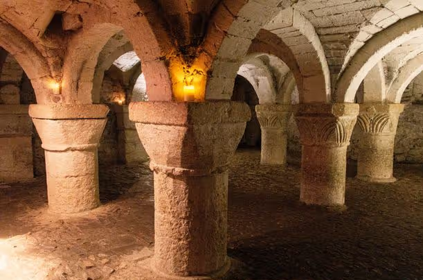 The basement of Oxford castle, one of the oldest parts of the city.